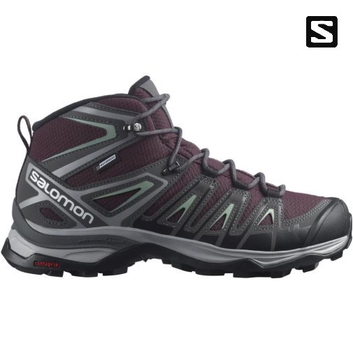 Salomon X Ultra Pioneer Mid CSWP Women's Hiking Boots Burgundy / Dark Grey | CA 75X64